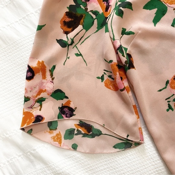 Aritzia WILFRED WITH SILK PINK ORANGE GREEN FLORAL WIDE HALF SLEEVE TOP - M - Picture 8 of 11